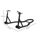 Cavalletto Anteriore per Moto 70x47x34,5 cm con Tappetino Antiscivolo e Adattatori Regolabili Capacità 200 kg in Acciaio e PP      