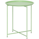 Tavolino da Giardino Ø46x50 cm con Vassoio Rimovibile e Gambe Pieghevoli in Acciaio Verde      