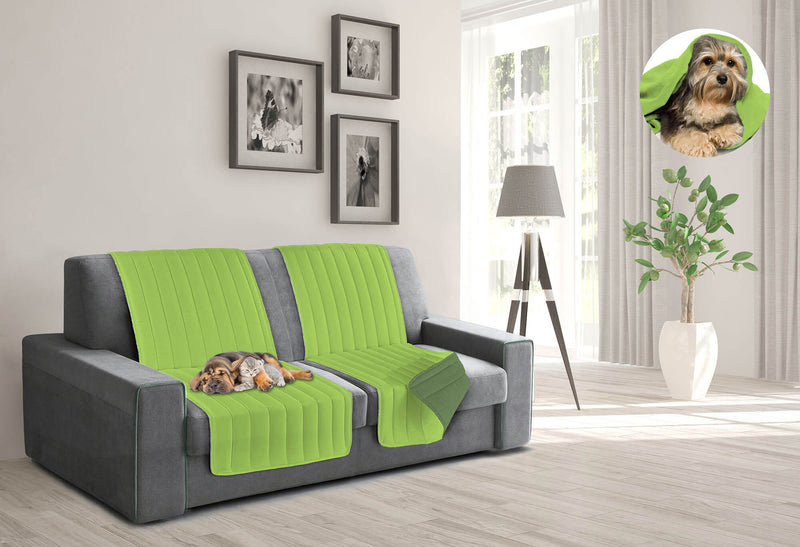 Copridivano a Fascia Doubleface Trapuntato 60x190cm Verde Mela/Verde Scuro