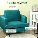 Poltrona Imbottita 96x87x87 cm Gambe in Acciaio in Tessuto Verde