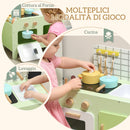 Set Cucina Giocattolo per Bambini da 3+ Anni con 15 Accessori in Legno Verde      
