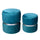 Lot de 2 Poufs de Rangement Ø35 cm et Ø39 cm en tissu Velours Turquoise