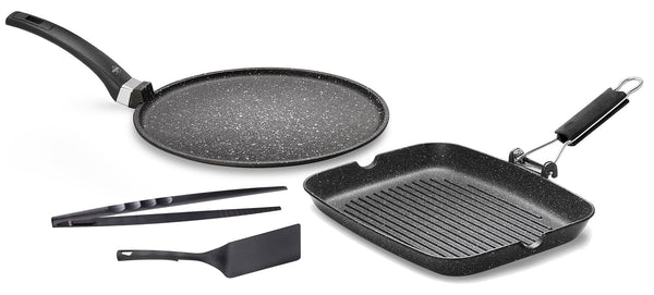 Ensemble 4 pièces plaque chauffante + plaque multi-usages en aluminium moulé sous pression antiadhésif Olympia Hard Cook online