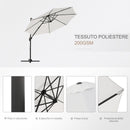 Ombrellone Decentrato da Giardino in Acciaio Ø2,95x2,5 m 360° Bianco Crema 