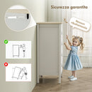 Cassettiera per Camera da Letto a 4 Cassetti 60x40x98 cm con Maniglie in Finta Pelle in Legno Bianco  