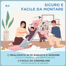 Scivolo per Bambini 18-36 Mesi 133x60x70 cm con Canestro da Basket Rosa e Grigio   