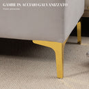 Panca Contenitore Fondo Letto 120x44x44,5cm con Tessuto Vellutato e Gambe Dorate Grigio Chiaro