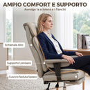 Sedia Ufficio Girevole Reclinabile 135° 79x70x118-126 cm con Poggiapiedi Braccioli e Altezza Regolabili in Finta Pelle Grigio Chiaro      