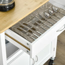 Carrello da Cucina 1 Cassetto 2 Ante con Ruote 73x50x91 cm Piano in Bambù Bianco