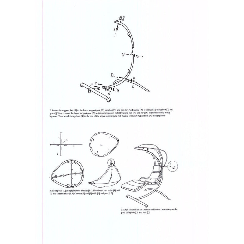 Dondolo da Giardino Pensile in Metallo con Cuscino e Parasole 120x175x220cm Pendent Beige