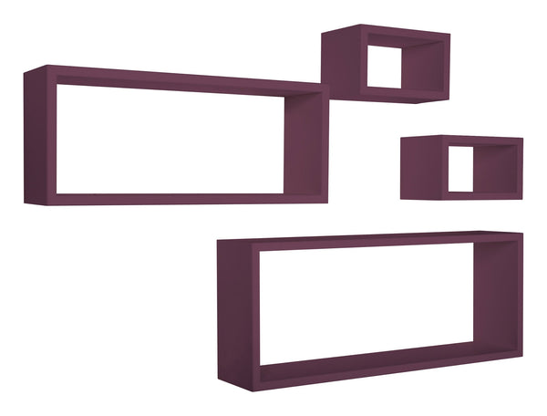 online Ensemble de 3 étagères cubiques murales carrées et rectangulaires en panneaux de fibres de bois Merlin Aubergine Violet