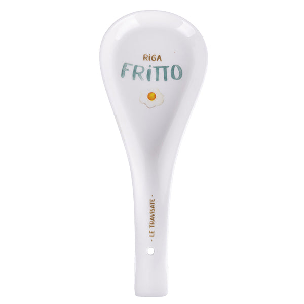 Repose-Cuillère Frit 26,5x10x3 cm en New Bone China VdE Tivoli 1996 Le Travisate Blanc sconto