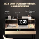 Scrivania 2 Cassetti con Ripiano Superiore 106x51,5x102,5 cm in Legno e Acciaio Nero e color Quercia  