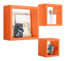 Set 3 Mensole da Parete Cubo in Fibra di Legno Rubic Arancio