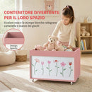 Baule Portagiochi per Bambini 3-8 Anni 50x30x33,5 cm con Ruote 34,5 L Capacità 15 kg in Truciolato Rosa      