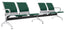 Panca per Sala Attesa 4 Posti da Ufficio con Cuscino e Tavolino in Acciaio e Similpelle Argento/Verde