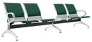 Panca per Sala Attesa 4 Posti da Ufficio con Cuscino e Tavolino in Acciaio e Similpelle Argento/Verde