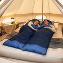 Sacco a Pelo Singolo per Adulti 75x215 cm Leggero e Compatto Temperatura 0-25°C in Poliestere e Cotone Blu Navy      