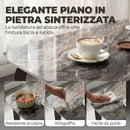 Tavolo da Pranzo per 4 Persone 130x70x75 cm con Piano in Pietra Sinterizzata Marrone e Nero      
