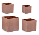Set 4 Vasi Quadrati Tressage Terracotta