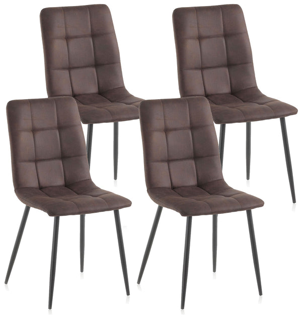 Lot de 4 Chaises 42,5x52,5x87,5 cm en Simili Cuir Marron Foncé online