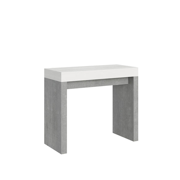 sconto Consolle Allungabile 90-300x40x77 cm in Nobilitato Bianco e Grigio