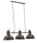 Lampadario 3 Luci Industry 120x30x30 cm in Ferro Nero
