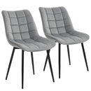 Set 2 Sedie Imbottite 46x58,5x85,5 cm in Tessuto Vellutato Grigie