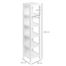 Mobile Scaffale Bagno 5 Ripiani 30x30x140 cm in MDF Bianco