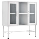 Mobile Madia con 2 Ante Mobiletto Credenza Design Moderno Metallo Vetro Bianco