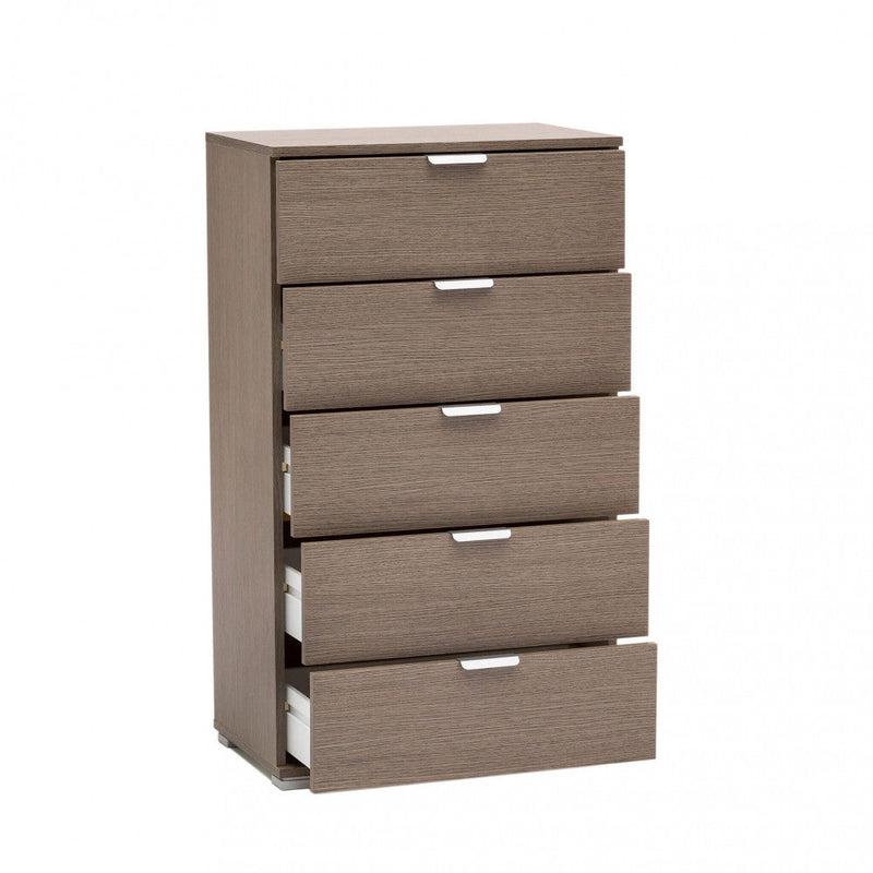 Cassettiera 5 Cassetti Rovere Grigio 60x38x103 h cm in Truciolare bilaminato Rovere grigio