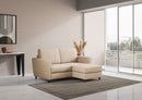 Divano 2 Posti con Pouf 152x155x85 cm Yasel in Tessuto Beige