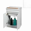 Mobile Lavatoio in Ceramica 2 Ante con Strofinatoio in Legno Massello 60x50x86A cm Bianco Opaco