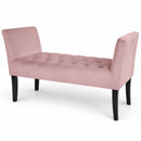 Panca Fondoletto Ingresso 111x40x60 cm con Piedi in Legno e Rivestimento Velluto Rosa     