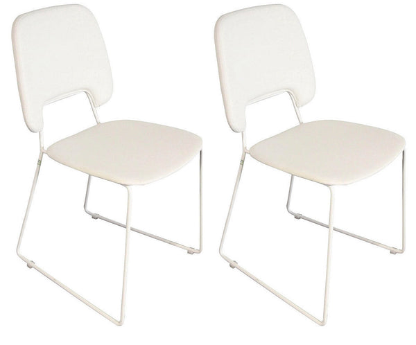 online Set 2 Sedie 47,5x45,5xH89 cm in Similpelle e Metallo Guapa Bianco