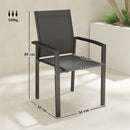 Set 2 Sedie da Giardino Impilabili 56x58x89 cm con Seduta Traspirante in Alluminio e Textilene Grigio Carbone 