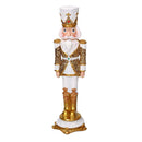 Soldatino Schiaccianoci in resina bianco e oro cm 12x9,5xh33