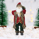 Statuina Babbo Natale 80 cm con Sacco Regali e Lanterna Vestiti in Tessuto Bordeaux      