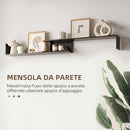 Mobile TV 153,6x25x42 cm con Mensola a Muro Ripiani Aperti e Armadietto in Legno Ingegnerizzato Nero e Marrone Scuro      