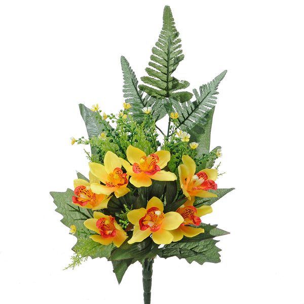 prezzo Set 4 Bouquet Artificiel Frontal d'Orchidées Hauteur 51 cm Jaune