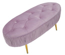 Panca Ovally Rosa 102x40,5x42 cm in Legno e Velluto Rosa e Oro