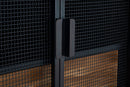 Mobile Iron School Grid 63x38,5x164 cm in Ferro e Legno di Abete Nero e Marrone