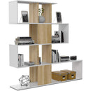 Mobile a Scaffali Libreria 4 Livelli 145x145x29 cm in Legno Zig Zag Bianco e Rovere