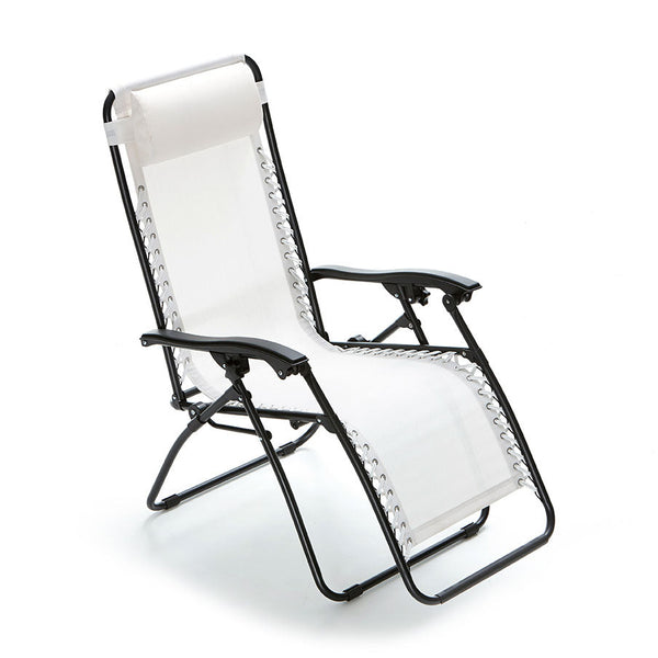 Chaise longue pliante inclinable Zero Gravity en acier et textilène Taddei Gran Relax Blanc online