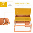 Conigliera da Giardino 125,5x100x49 cm con Casetta e Recinto Arancione