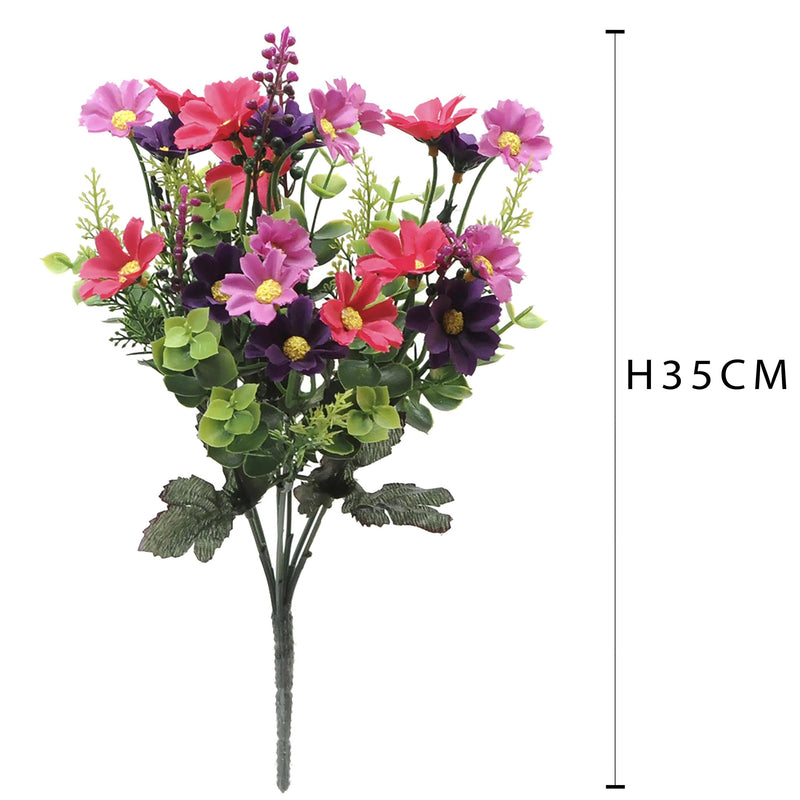 Set 6 Mini Bouquet Artificiali con Margherite Altezza 35 cm Rosa