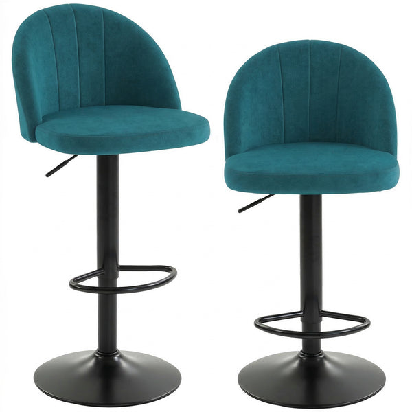 Set di 2 Sgabelli da Bar 43x48x84-106 cm Sgabelli Moderni Girevoli con Poggiapiedi in Velluto Blu online