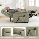 Poltrona Elettrica Alzapersona 87x96x105 cm Reclinabile 170° con 2 Motori Telecomando e Poggiapiedi in Pelle Finta Traspirante Crema      