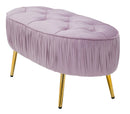 Panca Ovally Rosa 102x40,5x42 cm in Legno e Velluto Rosa e Oro