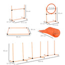 Set Addestramento Cani da Esterno Ø60x297 cm Slalom Ostacolo e Tunnel Arancione